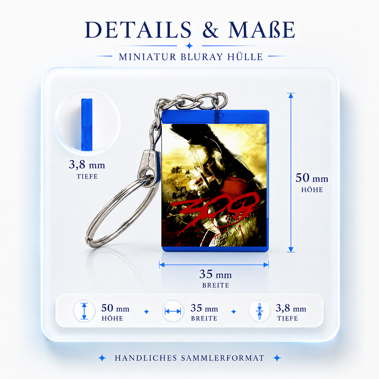 300 - Film Miniatur Blu-Ray Hülle Schlüsselanhänger