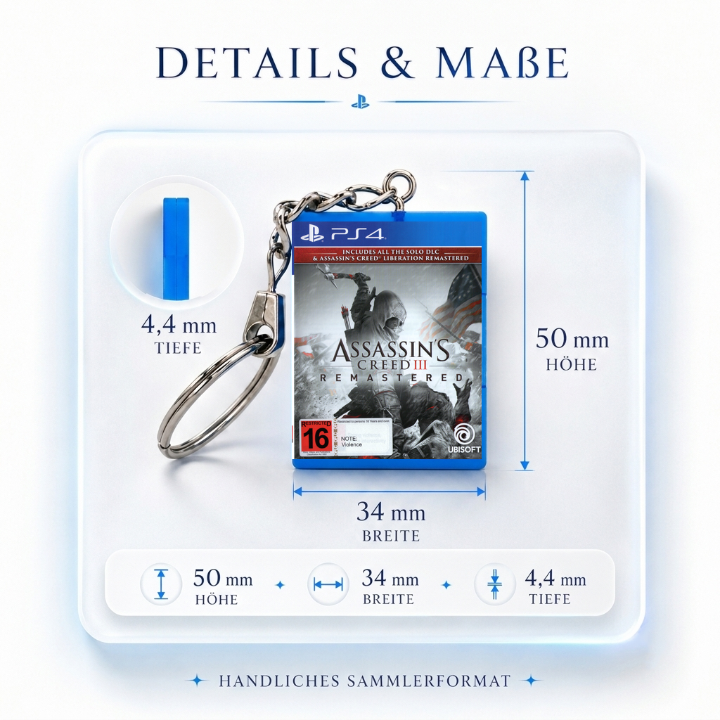 Assassin's Creed III: Remastered - PS4 Miniatur Spielhülle Schlüsselanhänger