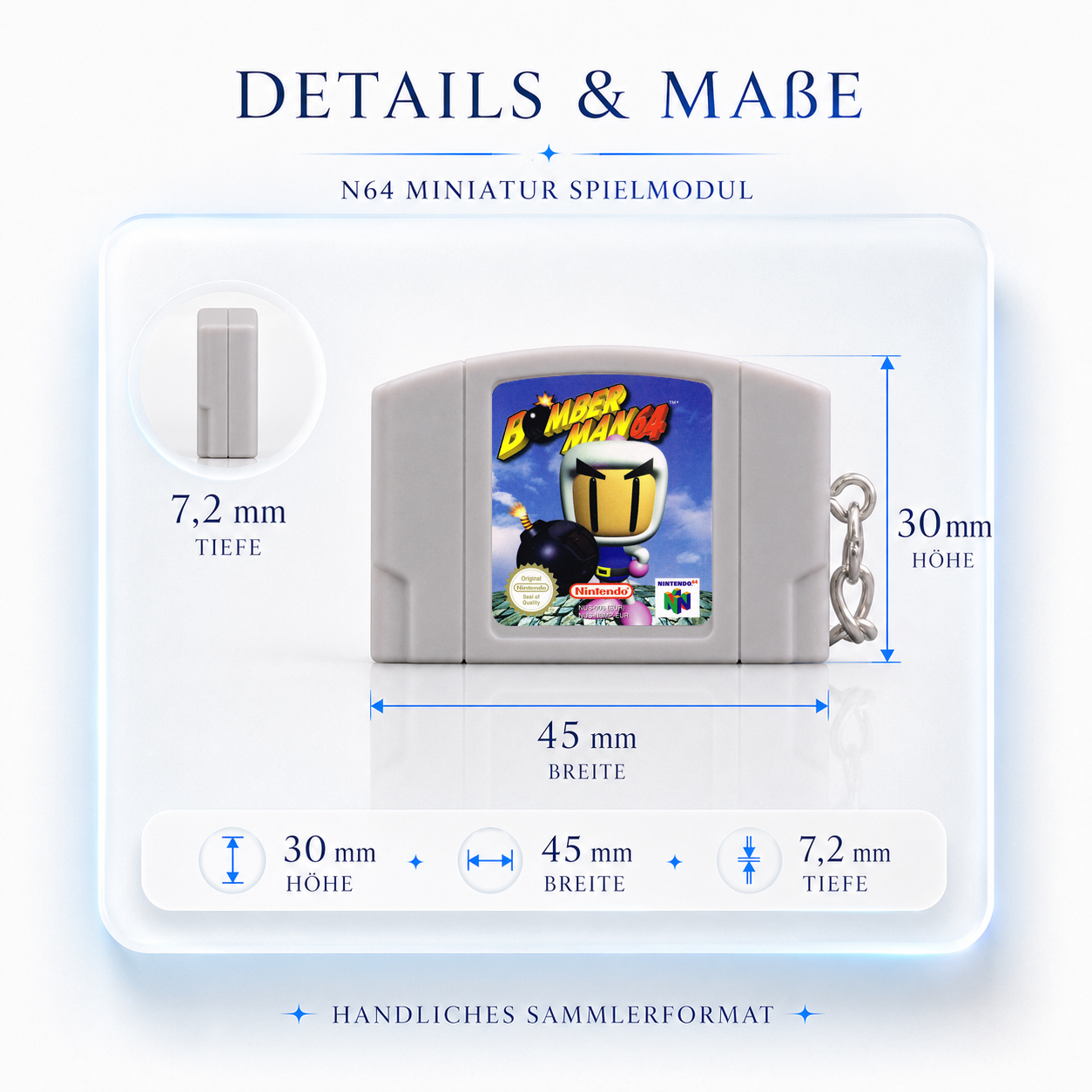 Bomber Man 64 - N64 Miniatur Spielmodul Schlüsselanhänger