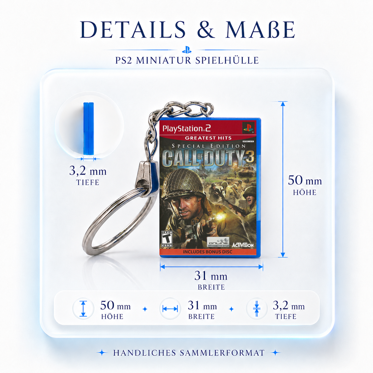 Call of Duty 3: Special Edition - PS2 Miniatur Spielhülle Schlüsselanhänger