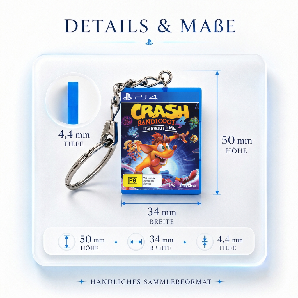 Crash Bandicoot 4: It's About Time - PS4 Miniatur Spielhülle Schlüsselanhänger