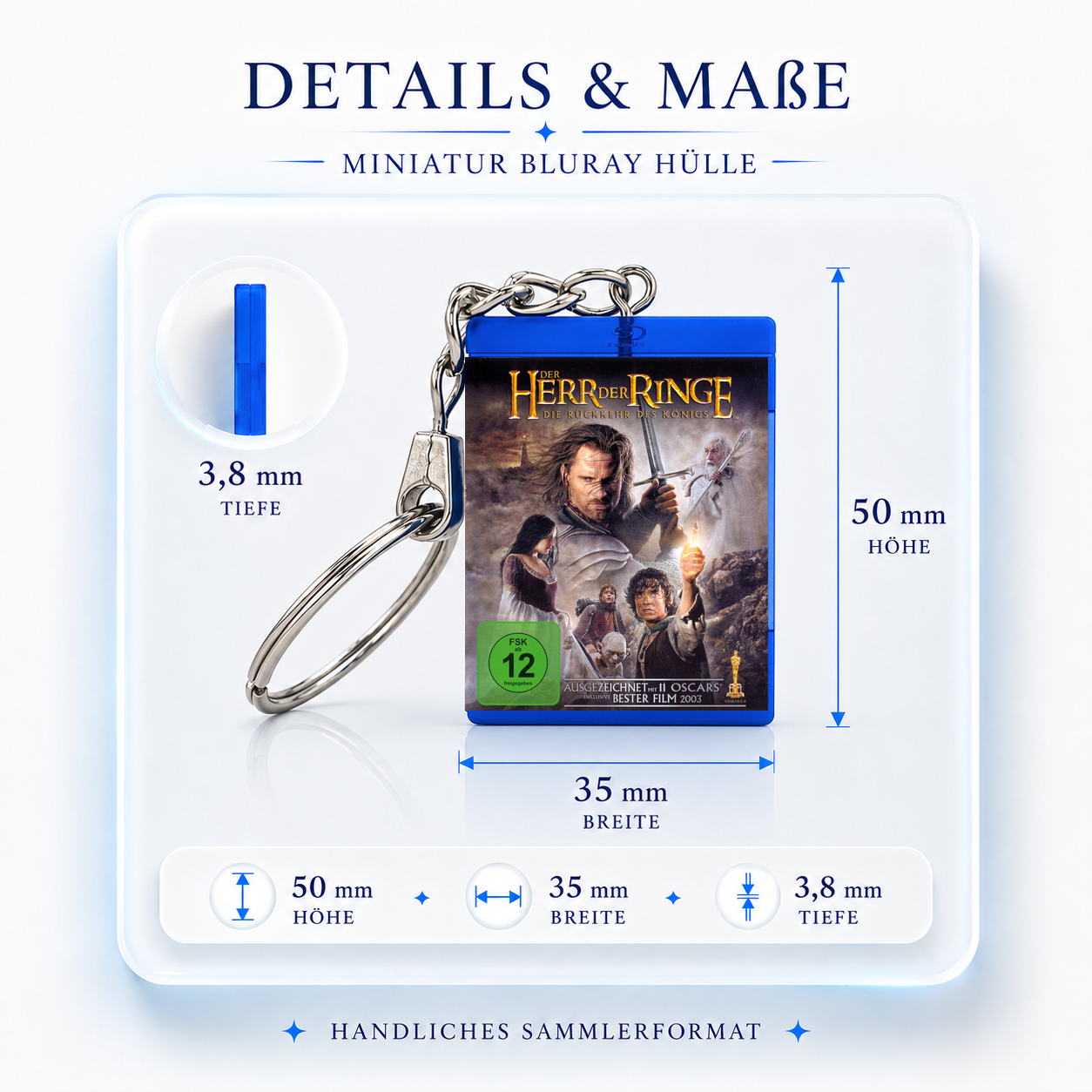 Der Herr der Ringe: Die Rückkehr des Königs - Film Miniatur Blu-Ray Hülle Schlüsselanhänger