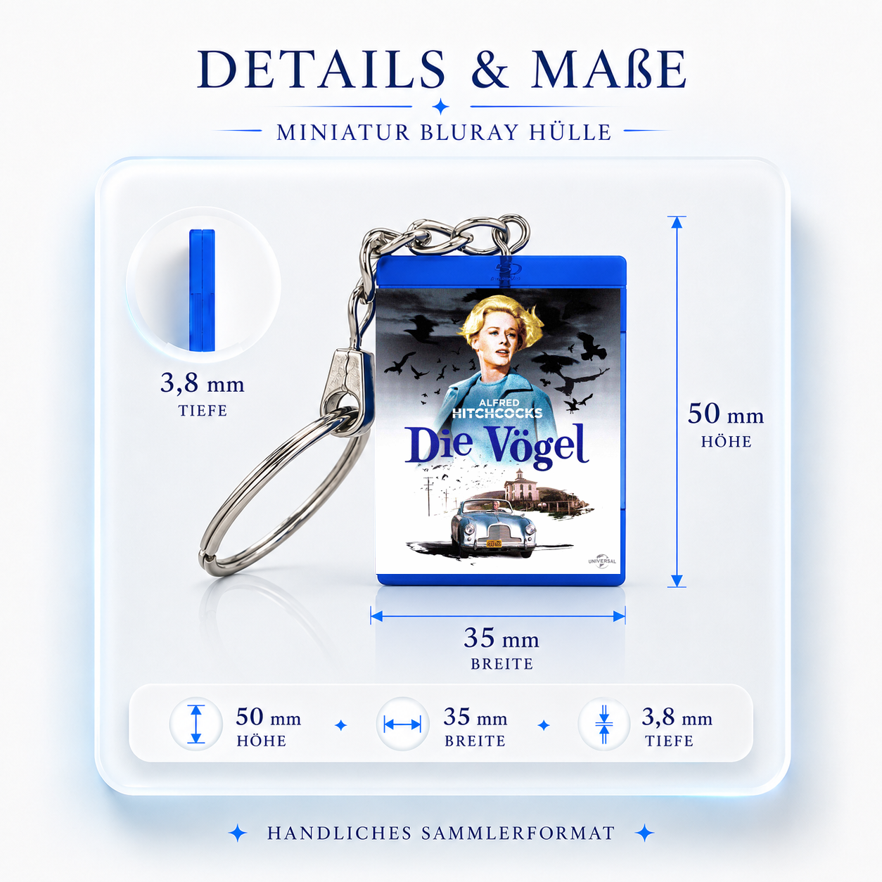 Die Vögel - Film Miniatur Blu-Ray Hülle Schlüsselanhänger