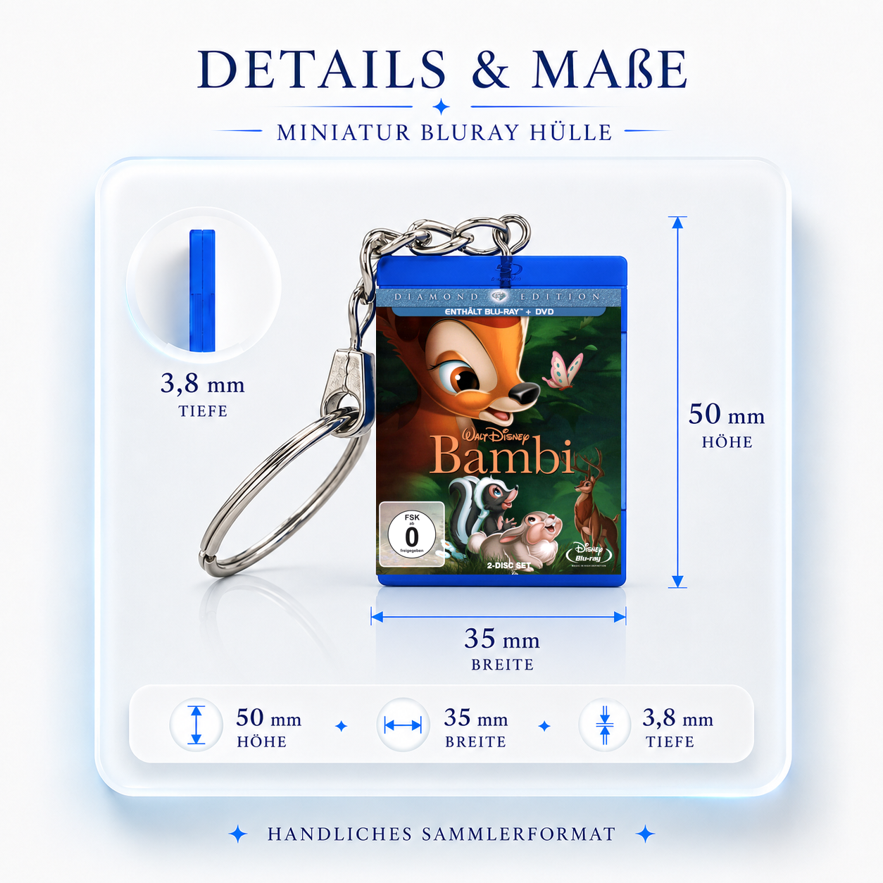 Bambi - Film Miniatur Blu-Ray Hülle Schlüsselanhänger
