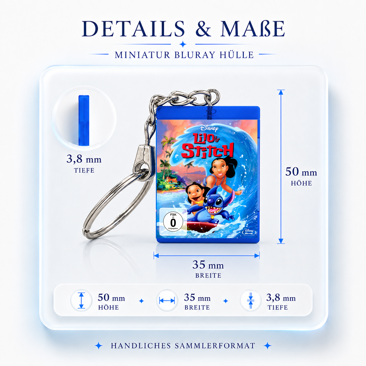 Lilo & Stitch - Film Miniatur Blu-Ray Hülle Schlüsselanhänger
