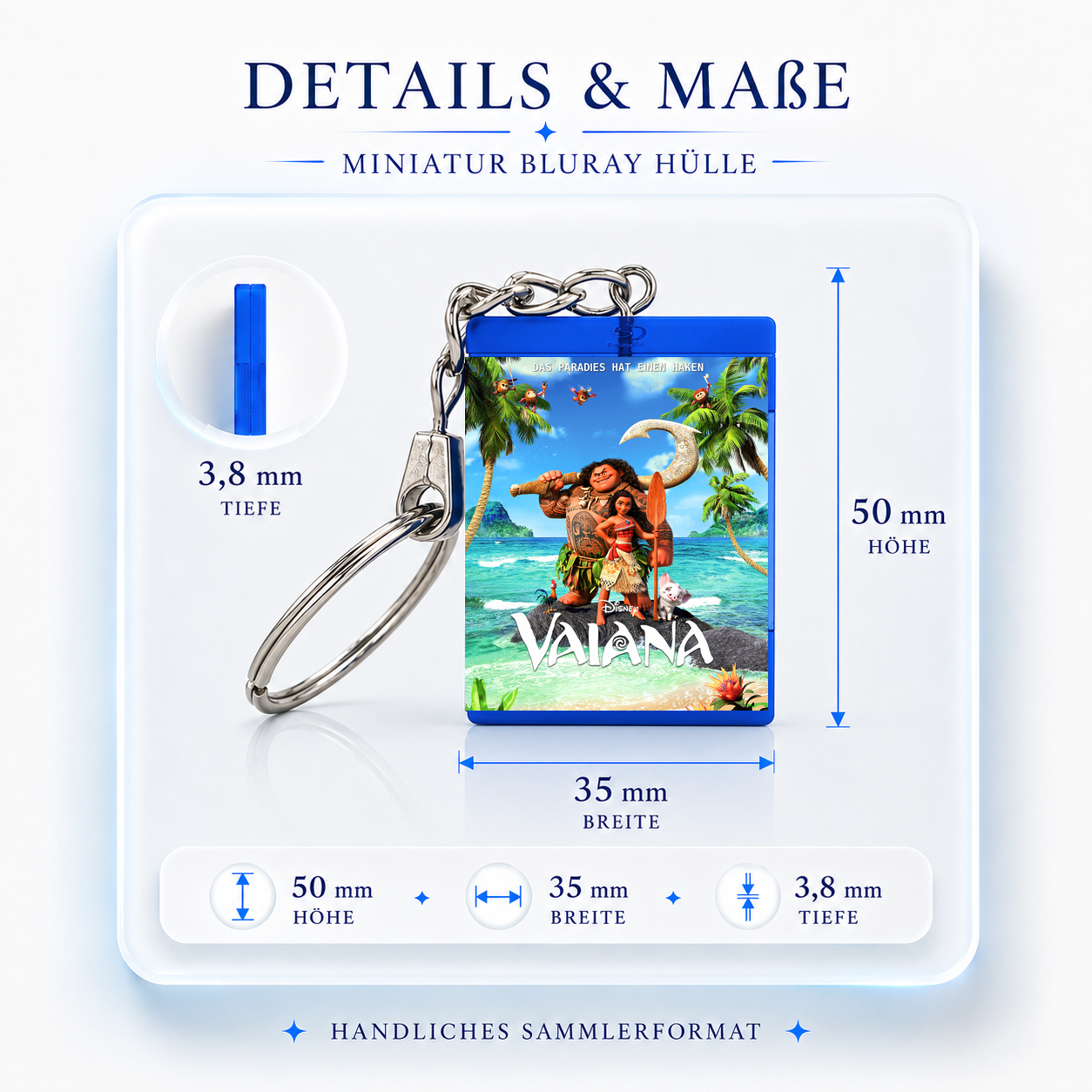 Vaiana - Film Miniatur Blu-Ray Hülle Schlüsselanhänger