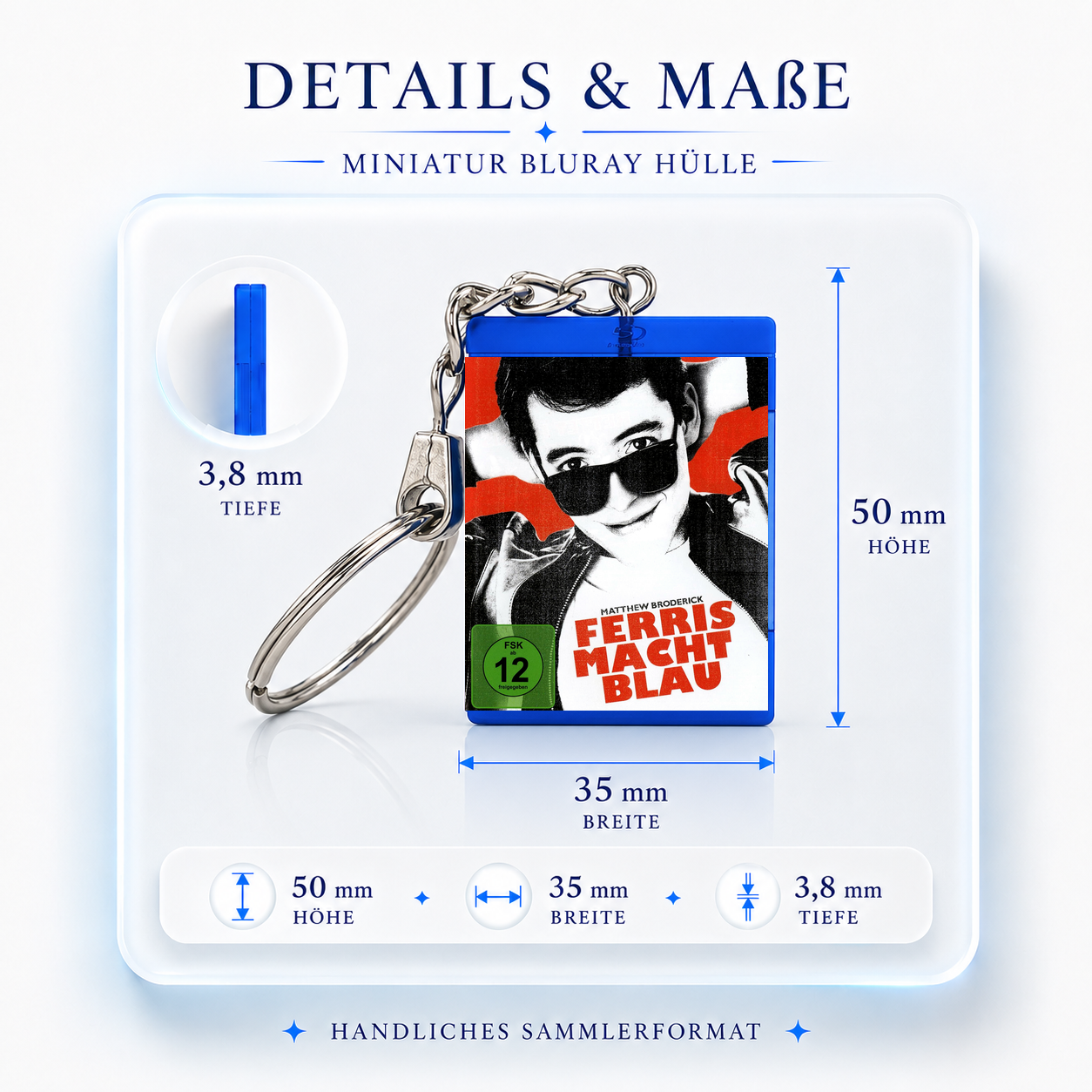 Ferris macht Blau - Film Miniatur Blu-Ray Hülle Schlüsselanhänger