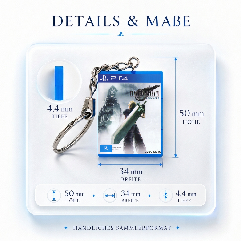 Final Fantasy VII: Remake - PS4 Miniatur Spielhülle Schlüsselanhänger