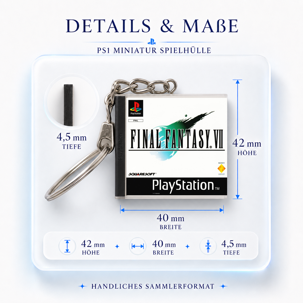 Final Fantasy VII - PS1 Miniatur Spielhülle Schlüsselanhänger