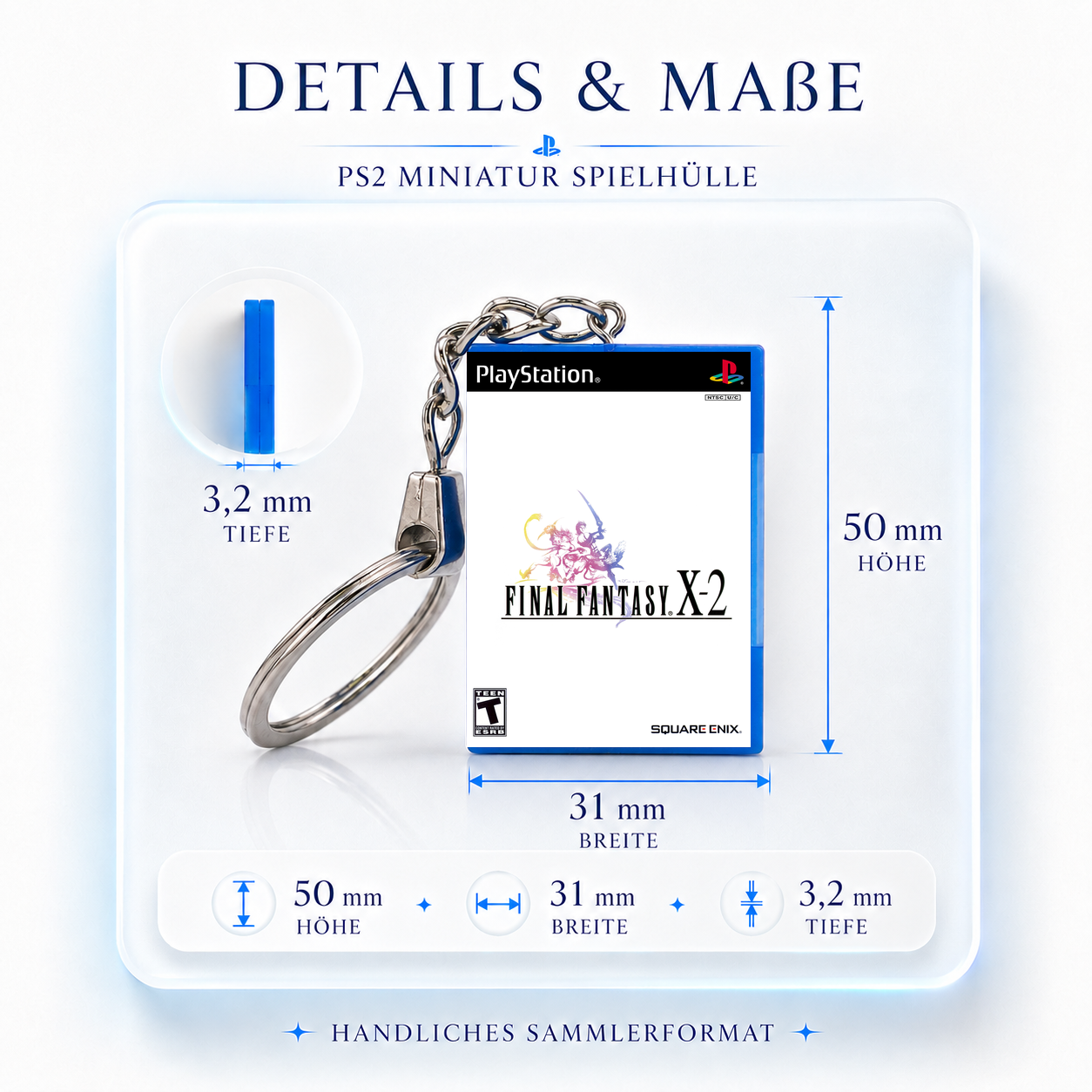 Final Fantasy X-2 - PS2 Miniatur Spielhülle Schlüsselanhänger