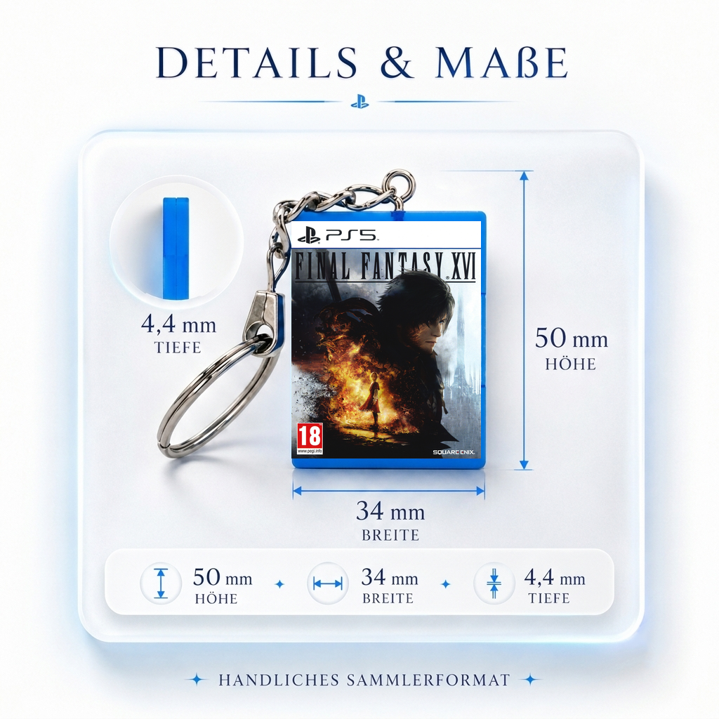 Final Fantasy XVI - PS5 Miniatur Spielhülle Schlüsselanhänger