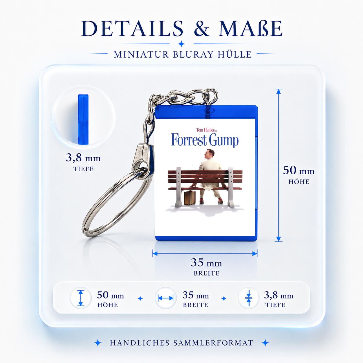Forrest Gump - Film Miniatur Blu-Ray Hülle Schlüsselanhänger