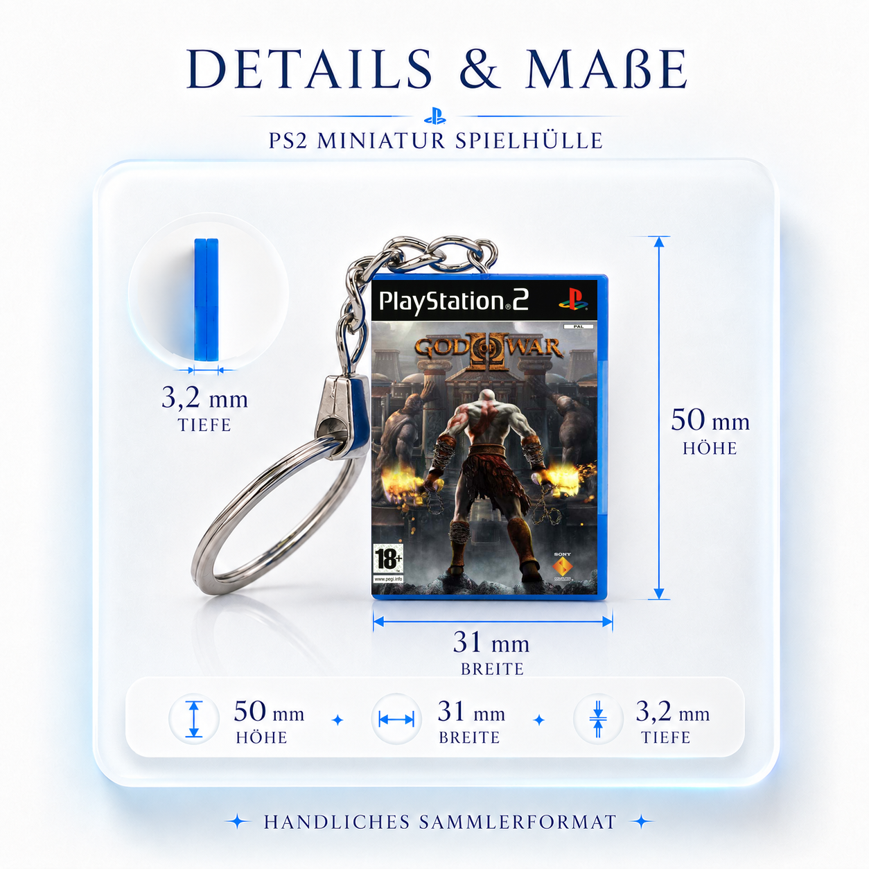 God of War 2 - PS2 Miniatur Spielhülle Schlüsselanhänger