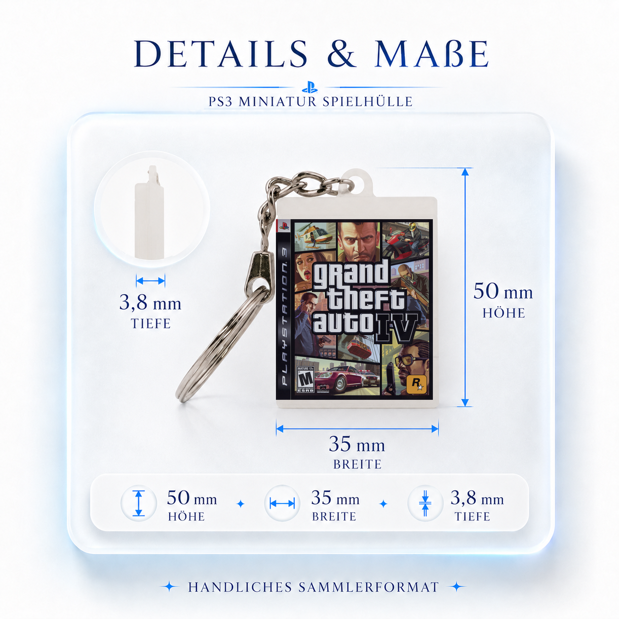Grand Theft Auto IV - PS3 Miniatur Spielhülle Schlüsselanhänger