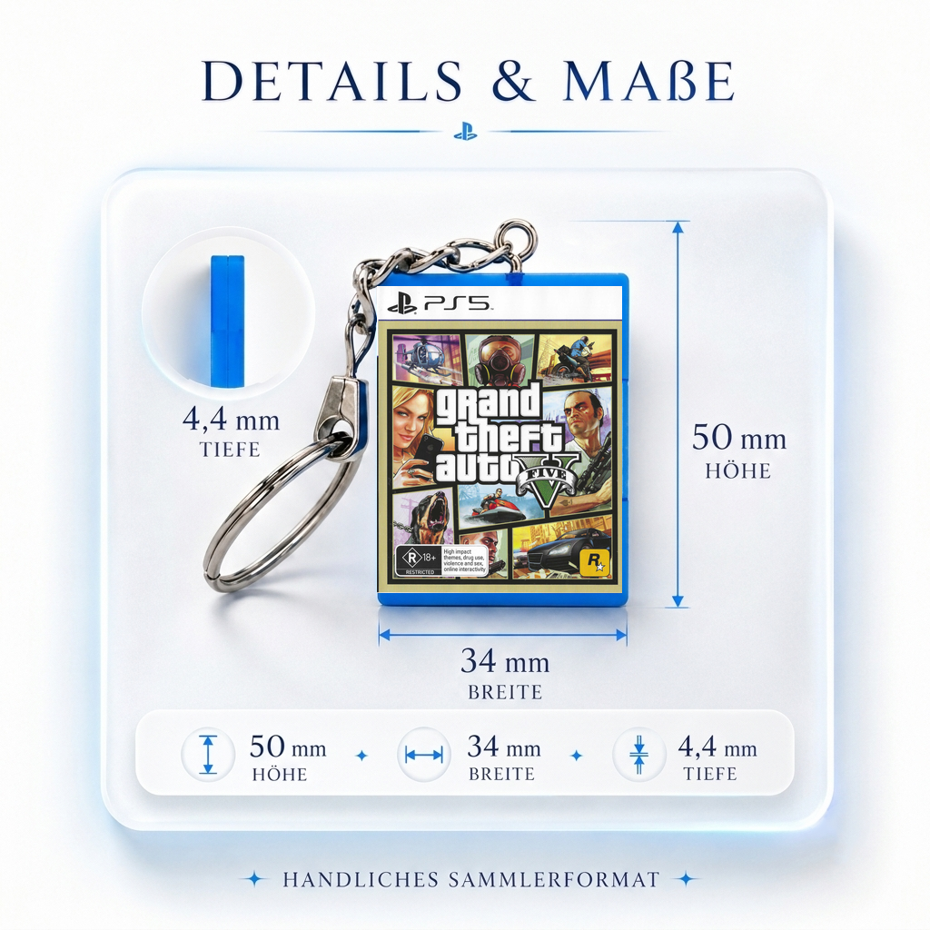 Grand Theft Auto V - PS5 Miniatur Spielhülle Schlüsselanhänger