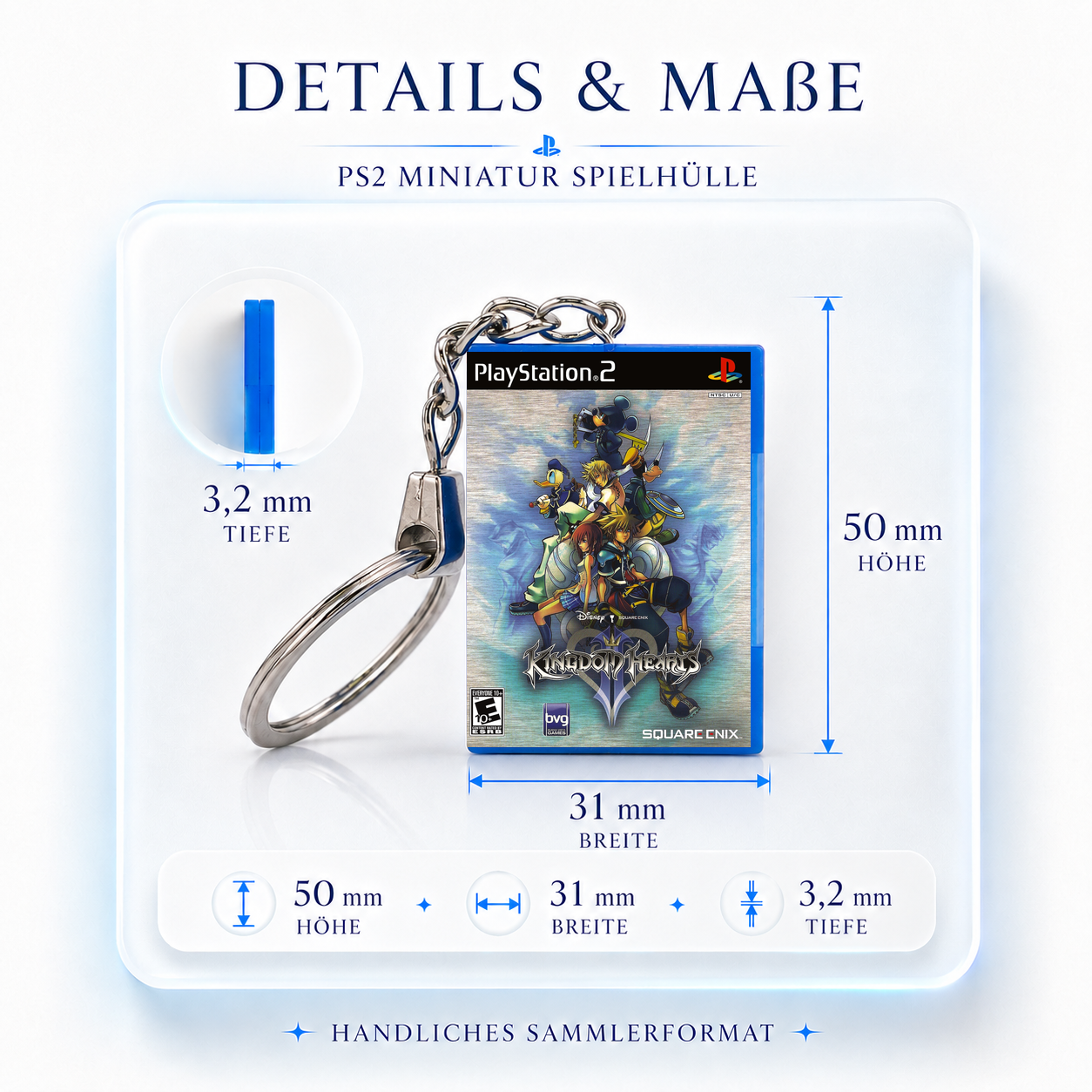 Kingdom Hearts II - PS2 Miniatur Spielhülle Schlüsselanhänger