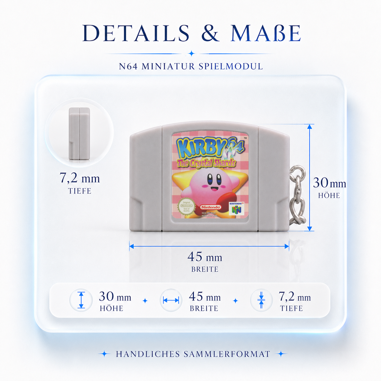 Kirby 64: The Crystal Shards - N64 Miniatur Spielmodul Schlüsselanhänger