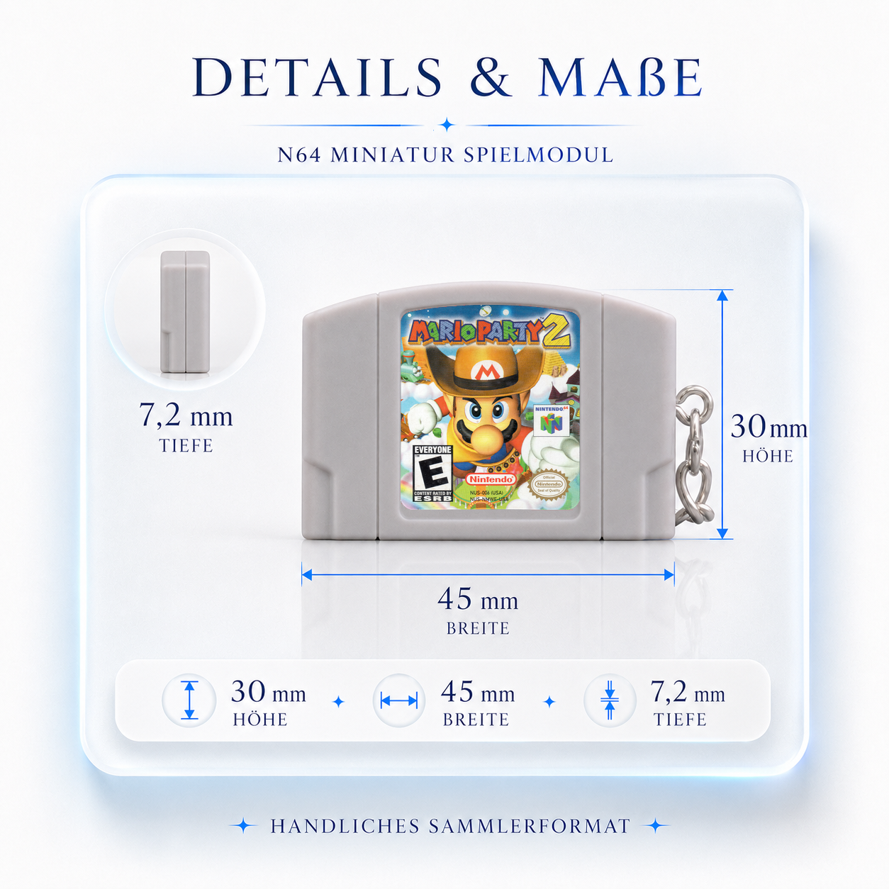 Mario Party 2 - N64 Miniatur Spielmodul Schlüsselanhänger