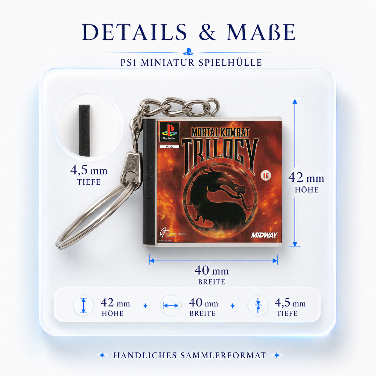 Mortal Kombat Trilogy - PS1 Miniatur Spielhülle Schlüsselanhänger