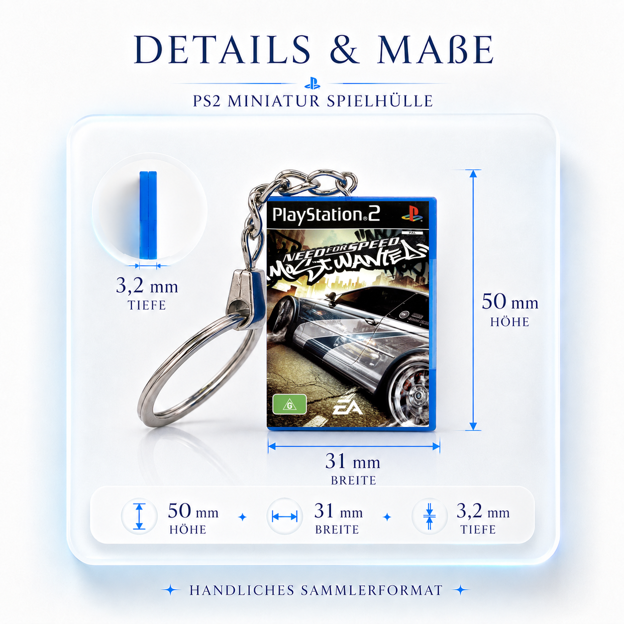 Need For Speed Most Wanted - PS2 Miniatur Spielhülle Schlüsselanhänger