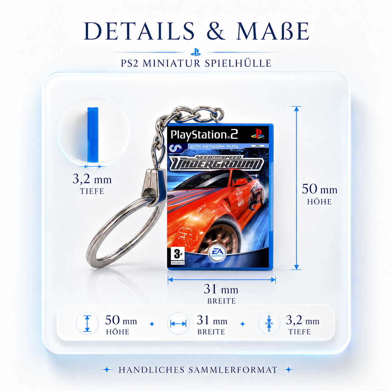 Need For Speed Underground - PS2 Miniature Game Case Keychain