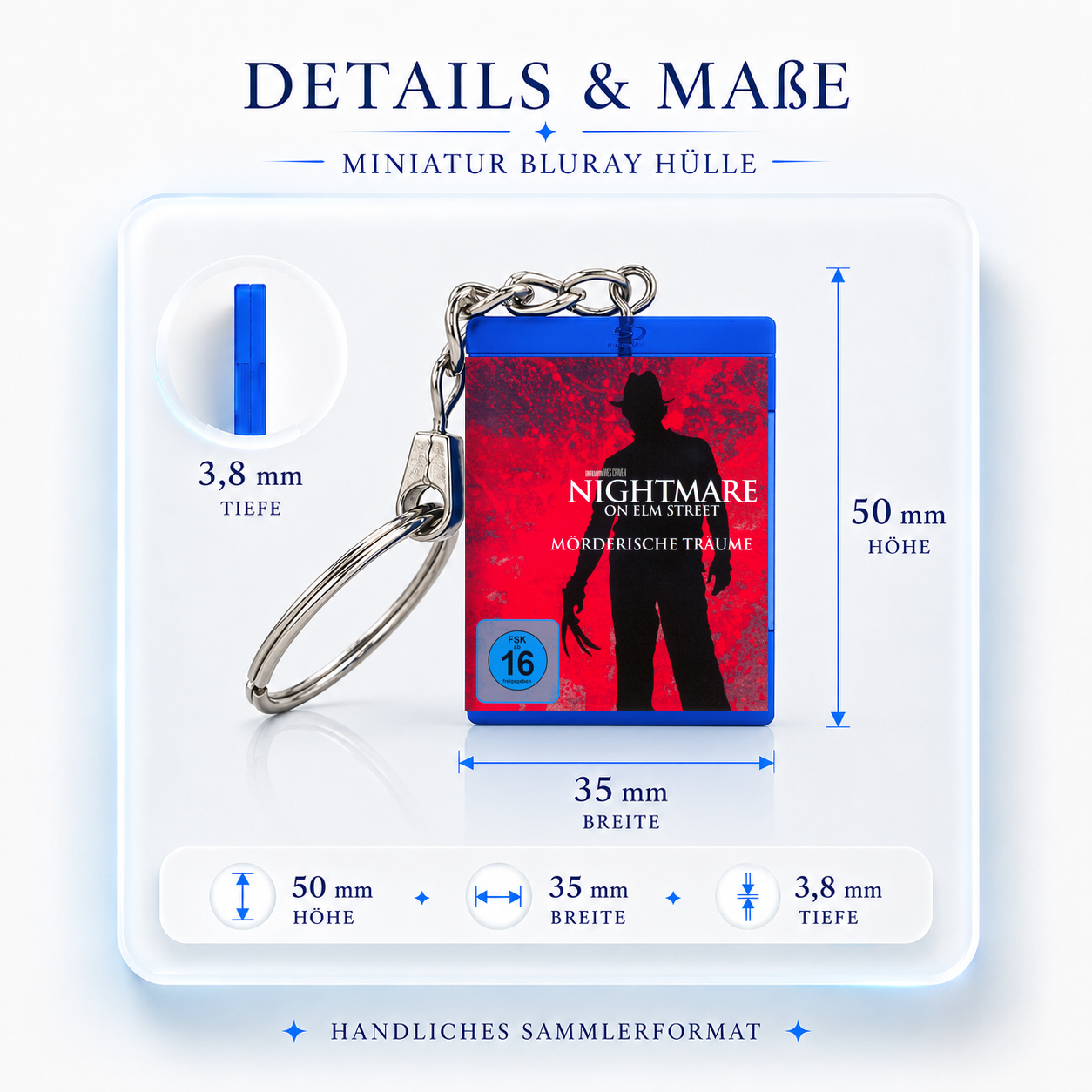 Nightmare on Elm Street - Film Miniatur Blu-Ray Hülle Schlüsselanhänger