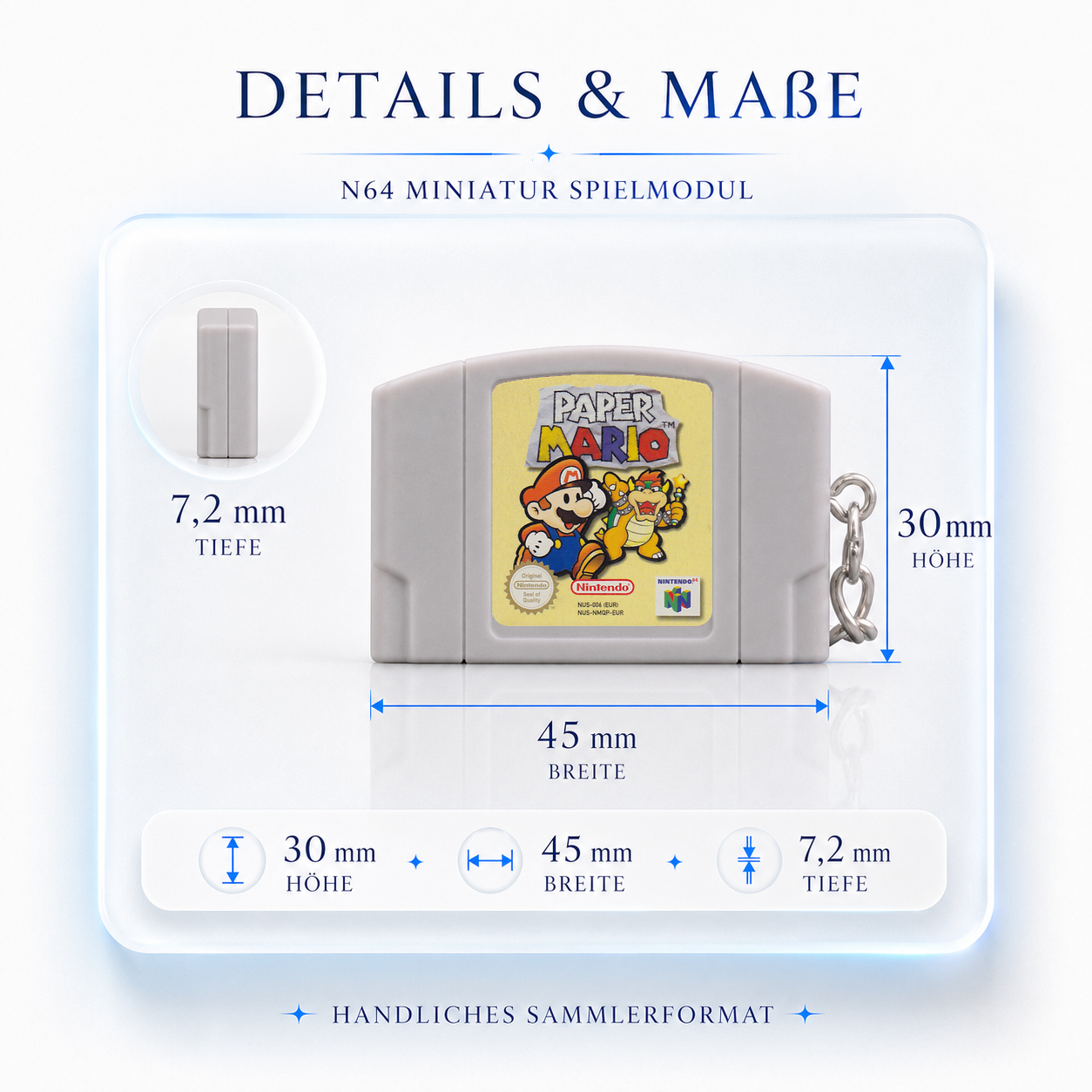 Paper Mario - N64 Miniatur Spielmodul Schlüsselanhänger