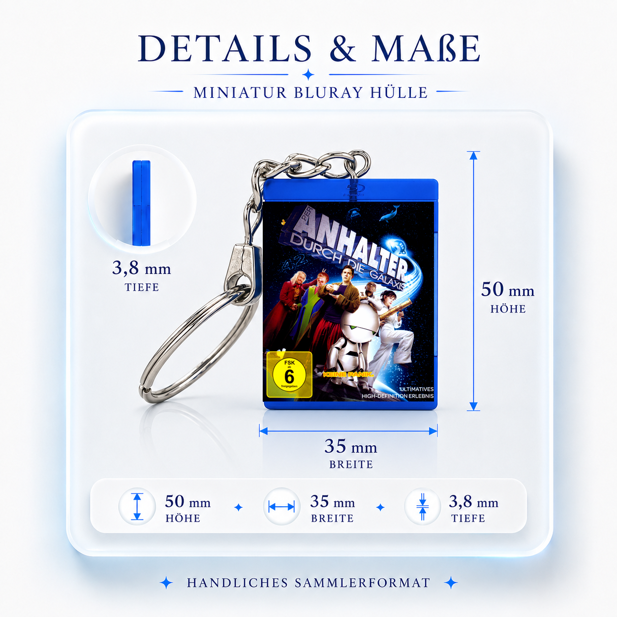 Per Anhalter durch die Galaxis - Film Miniatur Blu-Ray Hülle Schlüsselanhänger