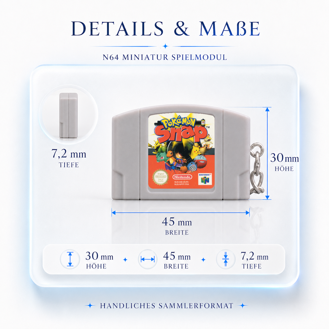 Pokémon Snap - N64 Miniatur Spielmodul Schlüsselanhänger