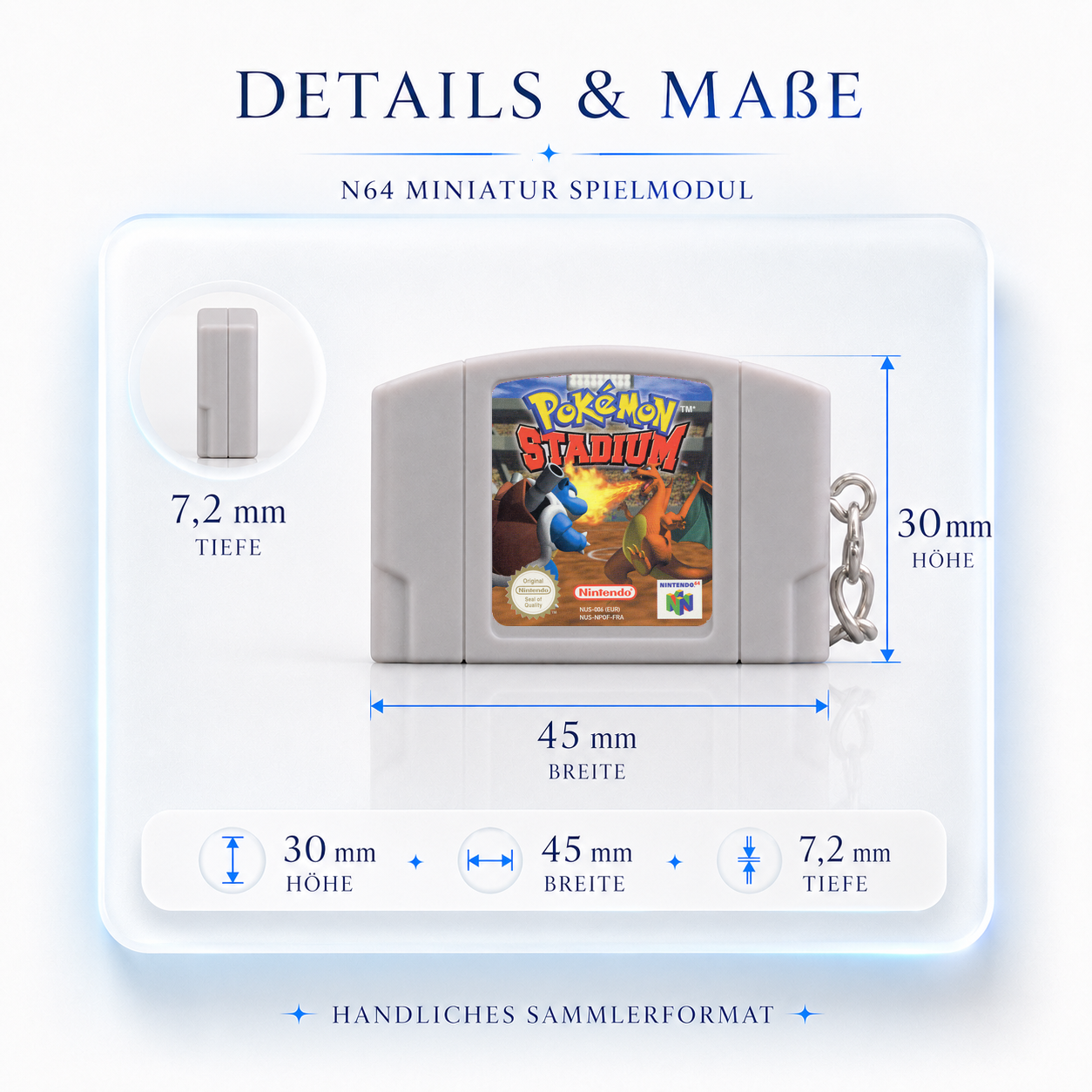 Pokemon Stadium - N64 Miniatur Spielmodul Schlüsselanhänger