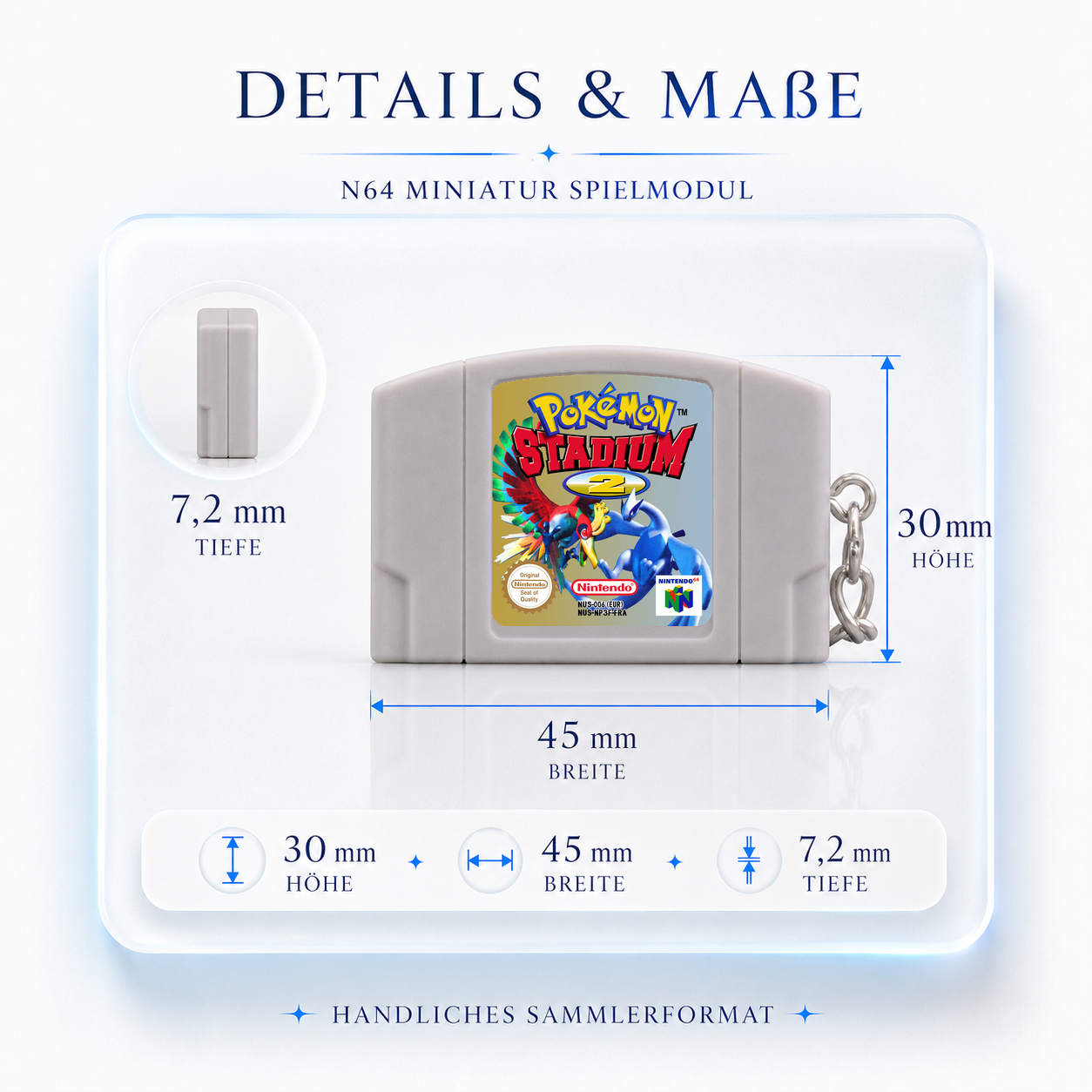 Pokémon Stadium 2 - N64 Miniatur Spielmodul Schlüsselanhänger