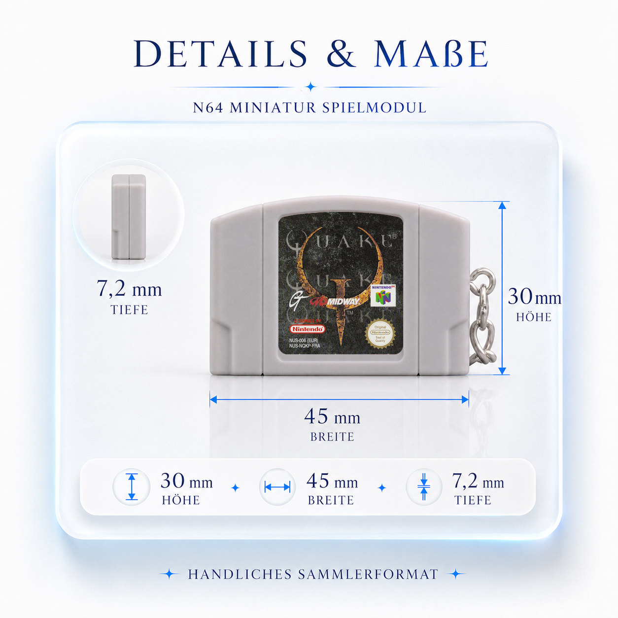 Quake - N64 Miniatur Spielmodul Schlüsselanhänger