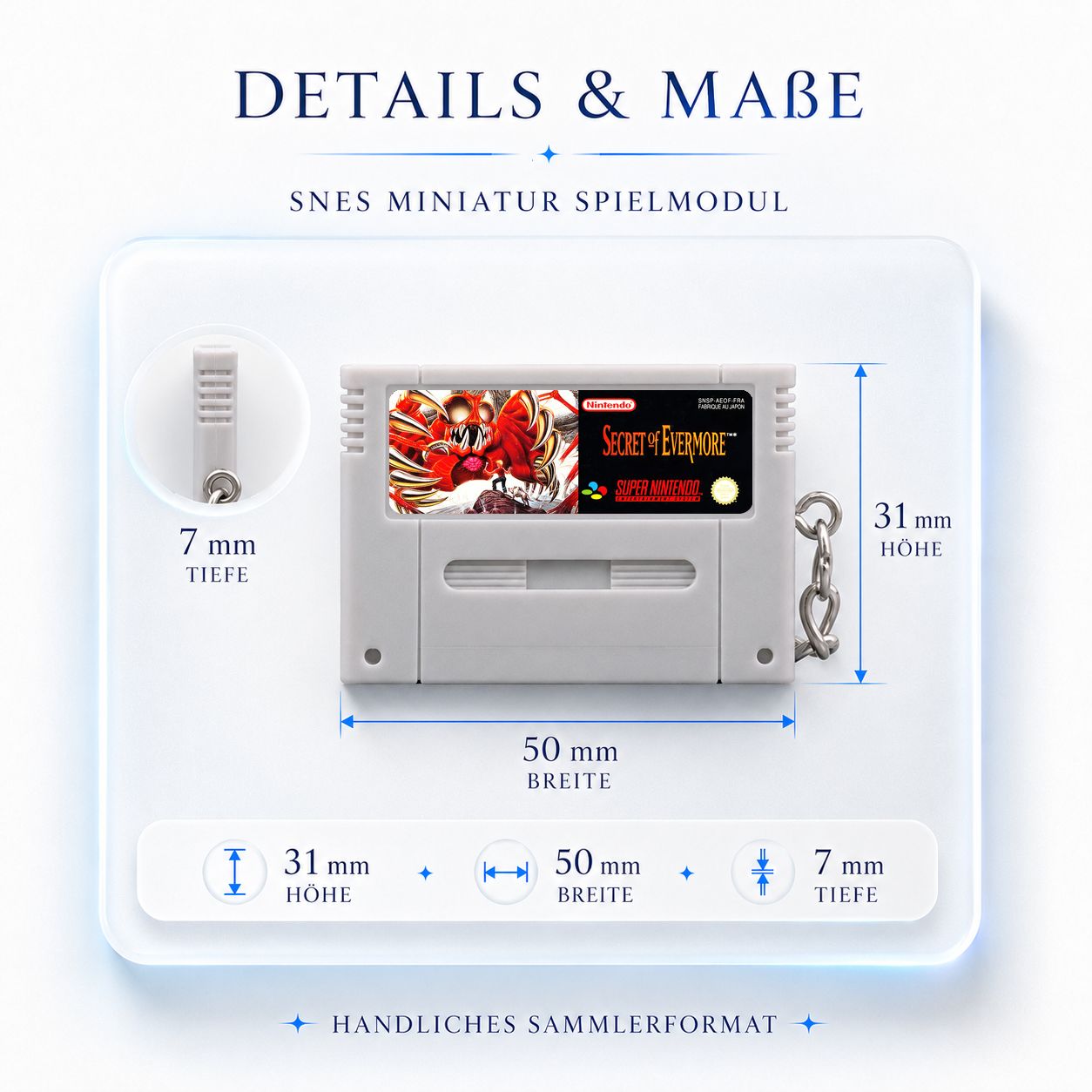 Secret Of Evermore - SNES Miniatur Spielmodul Schlüsselanhänger