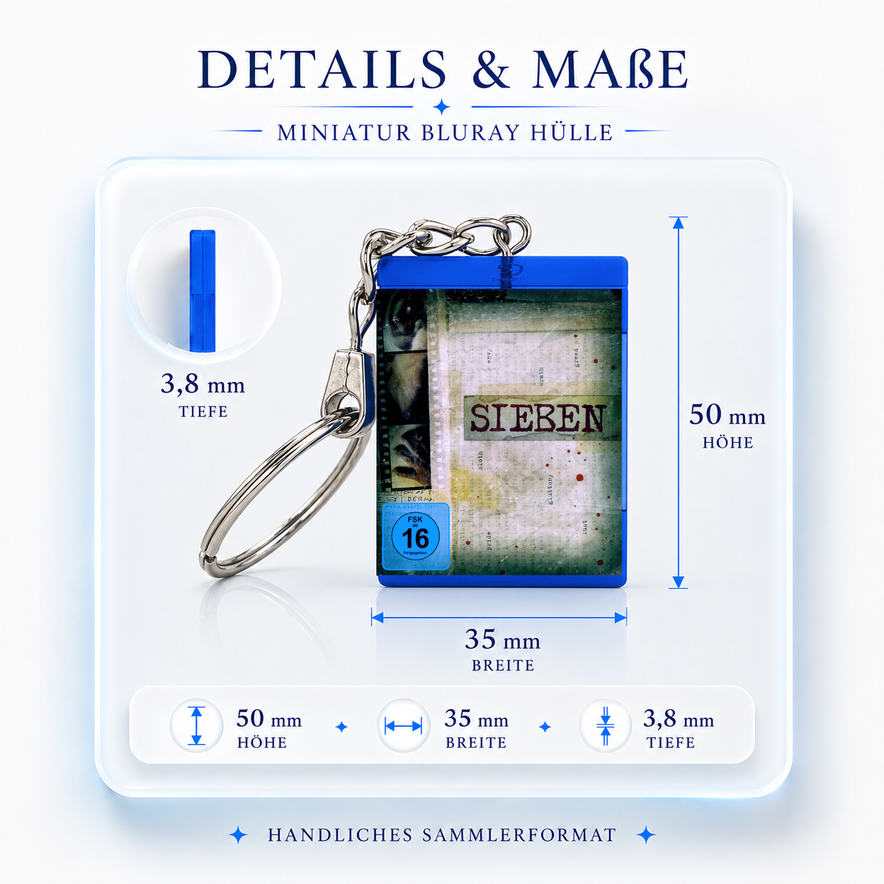 Sieben - Film Miniatur Blu-Ray Hülle Schlüsselanhänger
