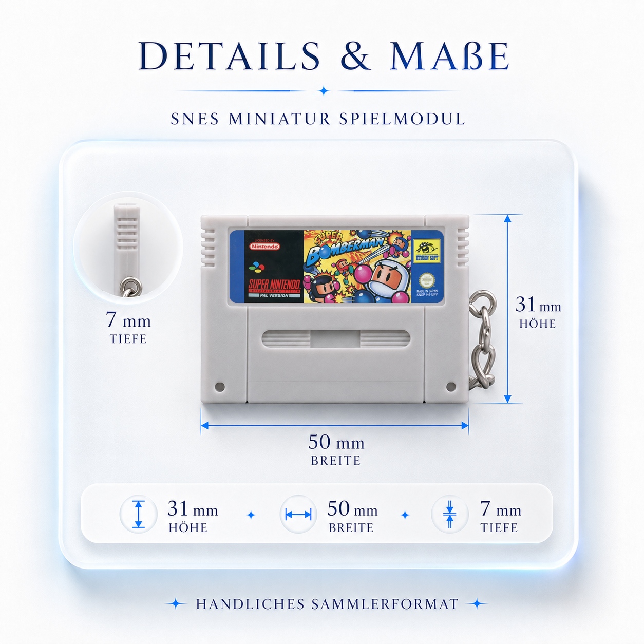 Super Bomberman - SNES Miniatur Spielmodul Schlüsselanhänger