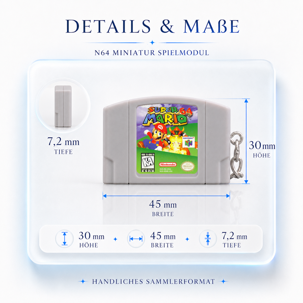 Super Mario 64 - N64 Miniature Game Cartridge Keychain