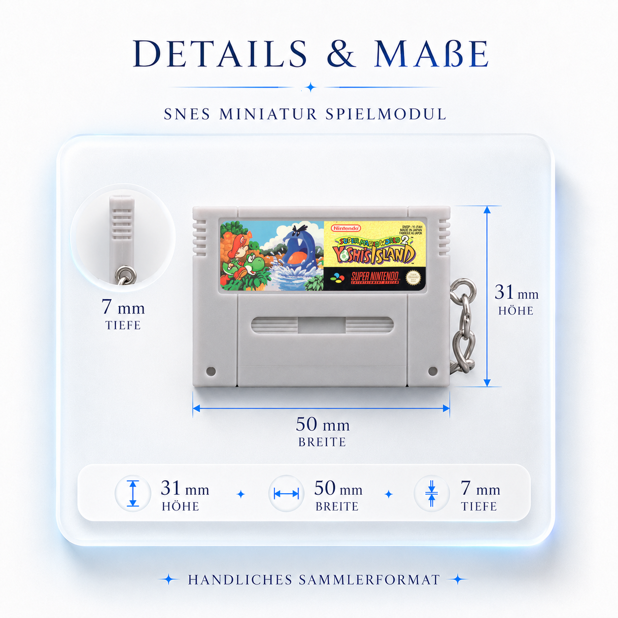Super Mario World 2 - SNES Miniatur Spielmodul Schlüsselanhänger