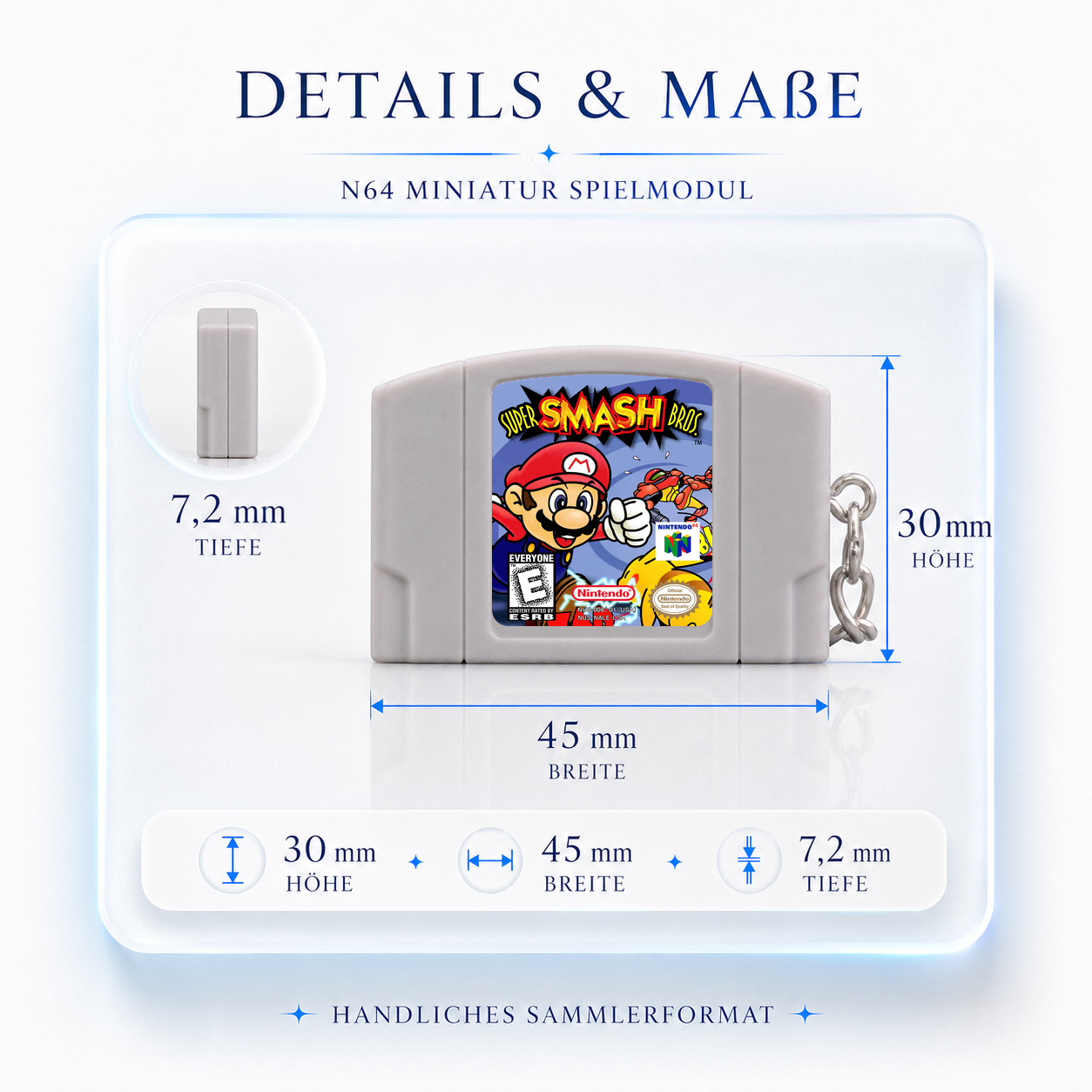 Super Smash Bros - N64 Miniatur Spielmodul Schlüsselanhänger