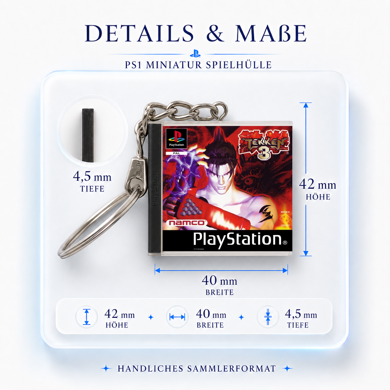 Tekken 3 - PS1 Miniatur Spielhülle Schlüsselanhänger