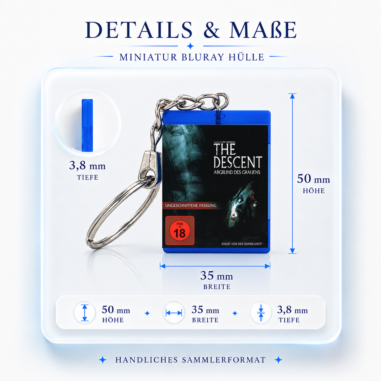 The Descent - Film Miniatur Blu-Ray Hülle Schlüsselanhänger