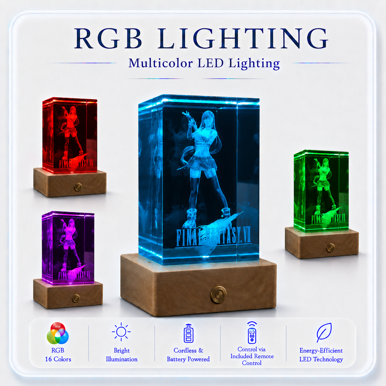 Tifa Lockhart: Final Fantasy VII - 3D Crystal Lamp