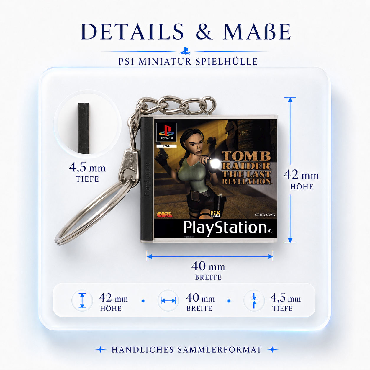 Tomb Raider: The Last Revelation - PS1 Miniatur Spielhülle Schlüsselanhänger
