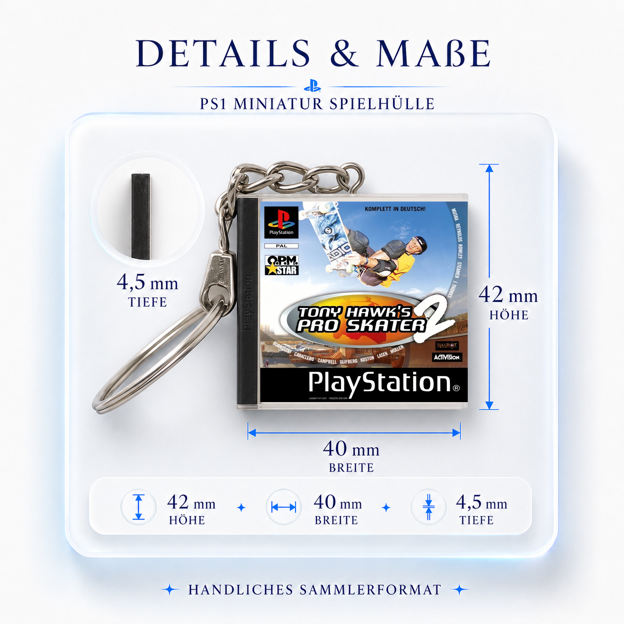 Tony Hawk's Pro Skater 2 - PS1 Miniatur Spielhülle Schlüsselanhänger
