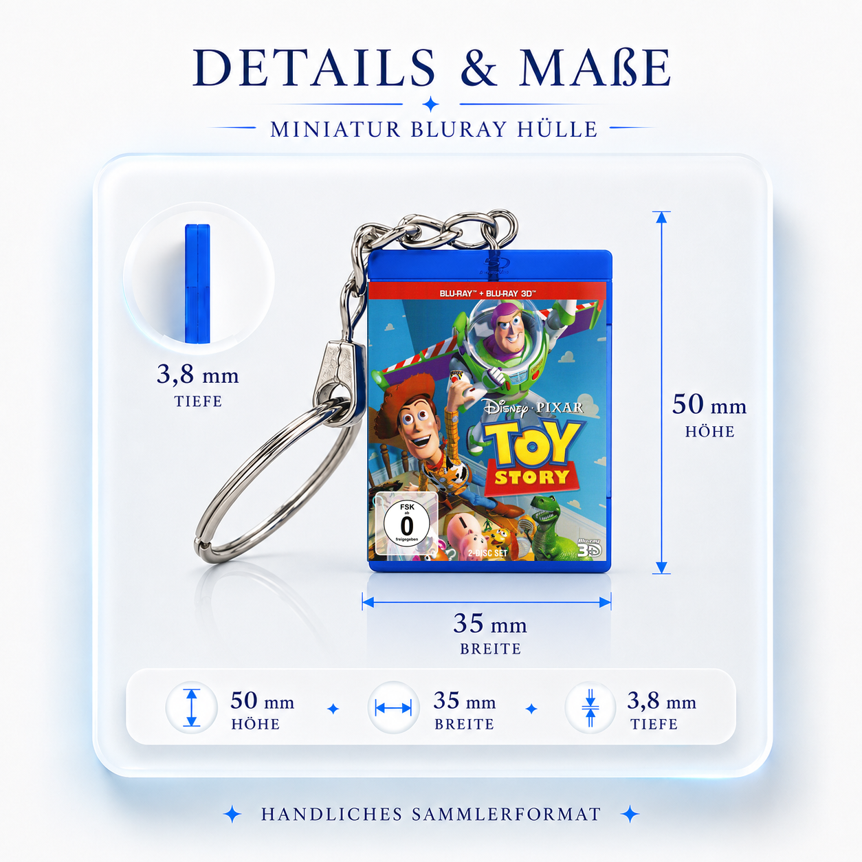 Toy Story 1 - Film Miniatur Blu-Ray Hülle Schlüsselanhänger