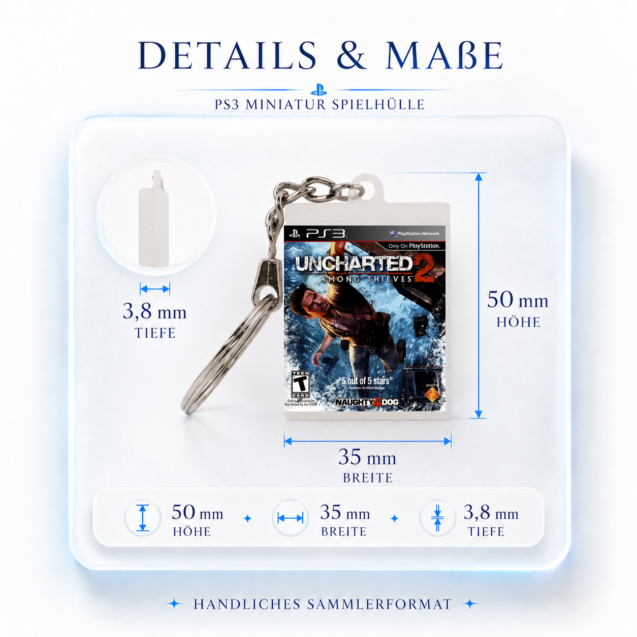 Uncharted 2: Among Thieves - PS3 Miniatur Spielhülle Schlüsselanhänger
