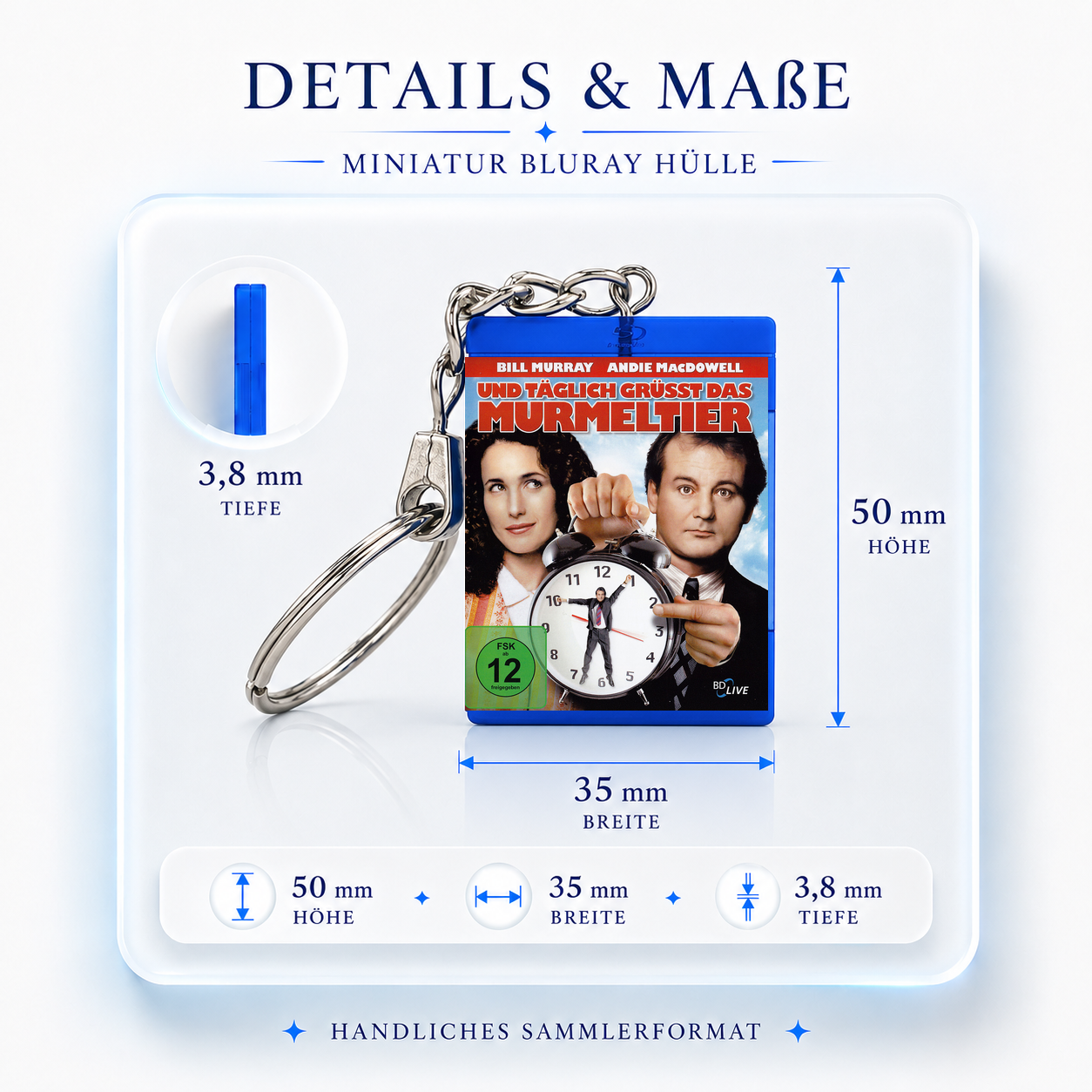Und täglich grüsst das Murmeltier - Film Miniatur Blu-Ray Hülle Schlüsselanhänger