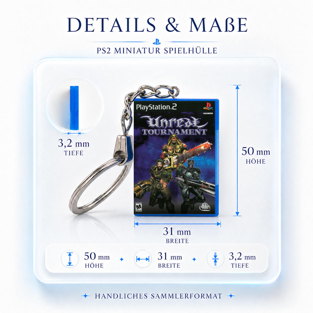Unreal Tournament - PS2 Miniatur Spielhülle Schlüsselanhänger