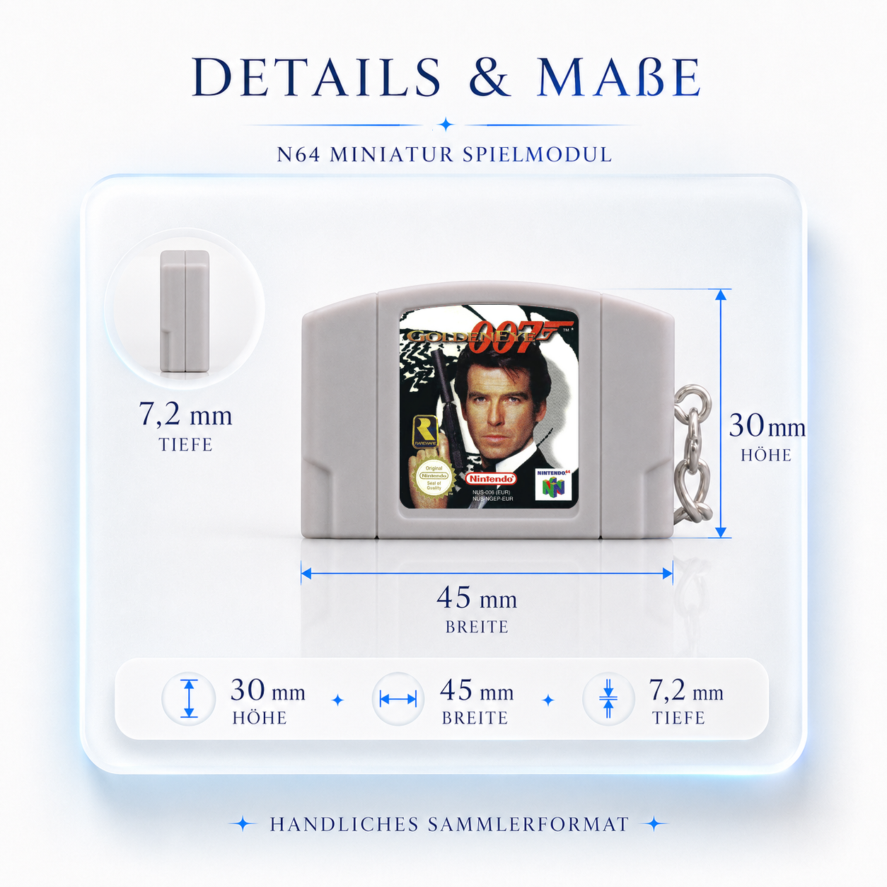 007 GoldenEye - N64 Miniatur Spielmodul Schlüsselanhänger
