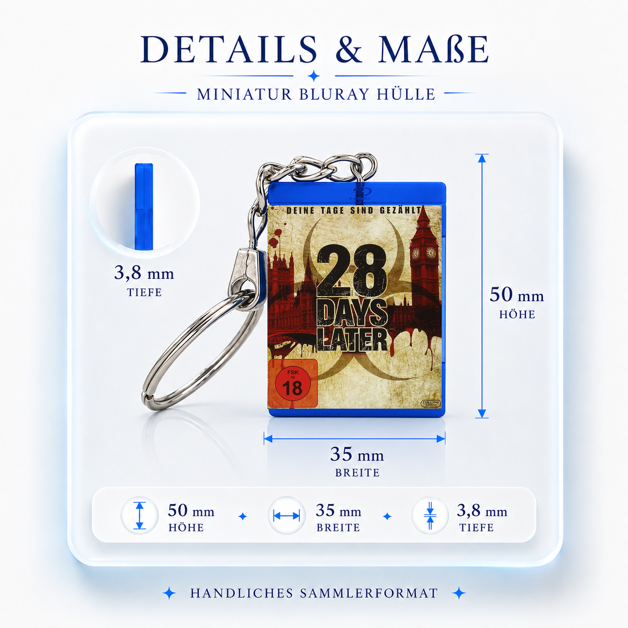 28 Days Later - Film Miniatur Blu-Ray Hülle Schlüsselanhänger