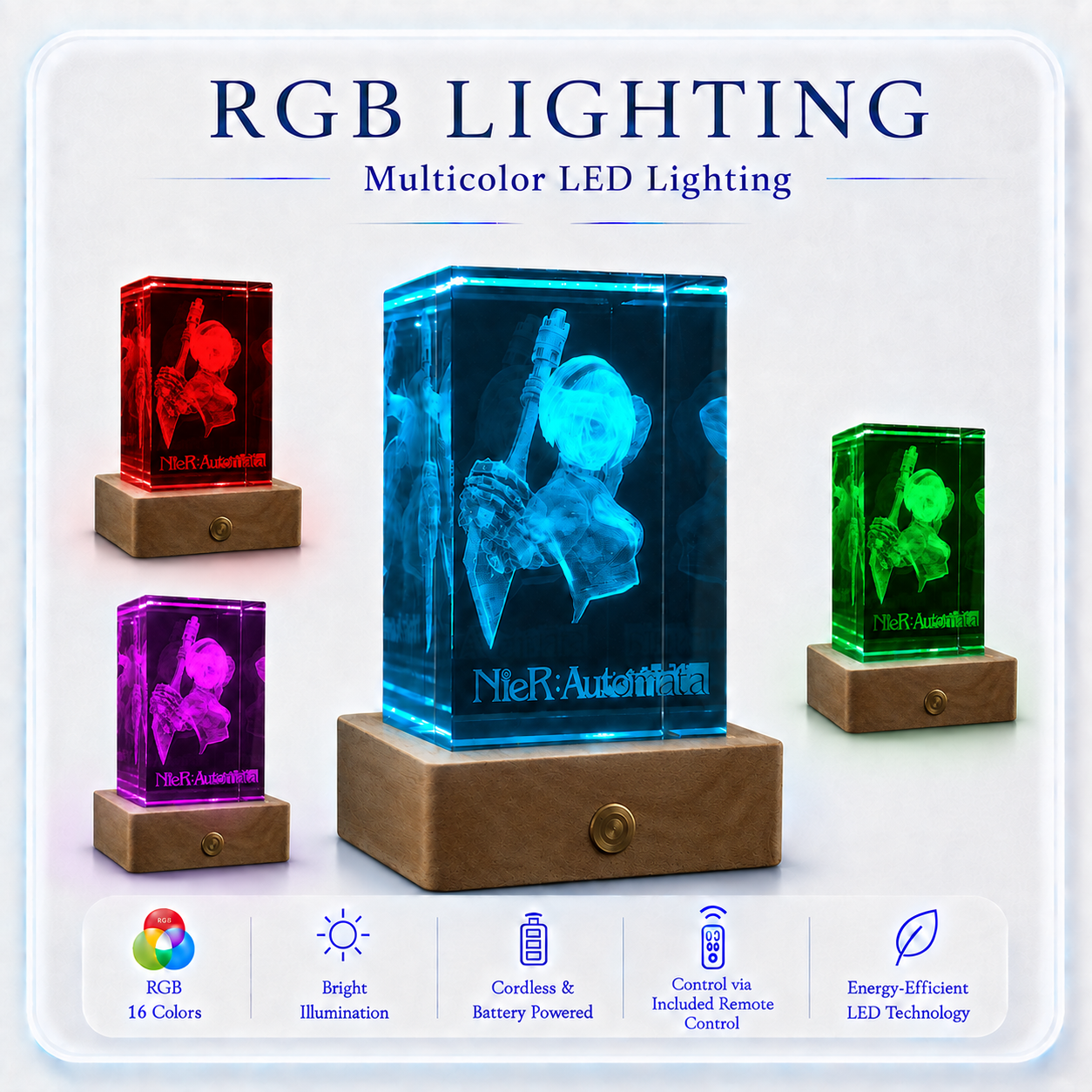2B - NieR: Automata - 3D Crystal Lamp